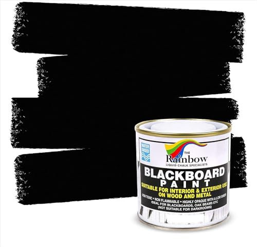The Raindow Peinture pour tableau noir 250 ml, noir mat, non réfléchissante, résistante pour murs extérieurs, convient aux surfaces en bois, métal et MDF vert, GL078