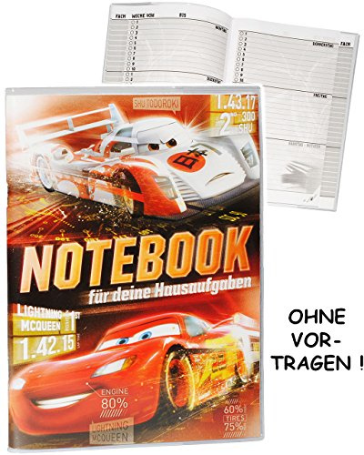 alles-meine.de GmbH Hausaufgabenheft - Cars - Lightning McQueen - für Faule - ohne Vortragen der Stunden ! - Schule - incl. Schutzhülle & bunten Seiten - für Jungen/Kinder ..