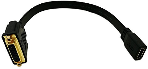 zdyCGTime Câble Adaptateur HDMI vers DVI, 0,3 m Plat Fin HDMI Femelle vers DVI 24 + 5 Femelle convertisseur vidéo, HDMI vers DVI-D Cordon 1080p pour HDTV, Plasma, DVD et projecteur.