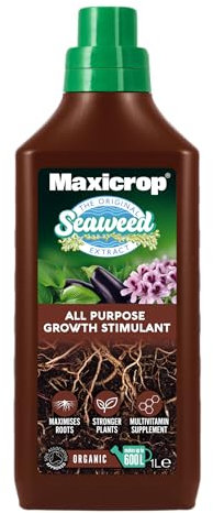 Maxicrop All Purpose Plant Growth Stimulant, 1L - Natural Seaweed Based Liquid Biostimulant - Multivitamin Boost for All Garden Plants - Strong Roots - Healthy Growth - Builds Resilient Crops