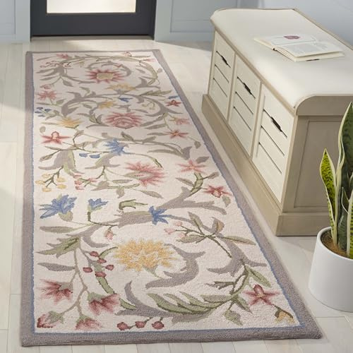 SAFAVIEH Chelsea Collection Runner Rug - 2'6 x 6', Ivory, Hand-Hooked French Country Wool, Ideal for High Traffic Areas in Living Room, Bedroom (HK248A)