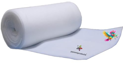 pemmiproducts Spezial Patchworkvlies 120g/m², 1,5 m x 40 m, ca. 12 mm dick,100% Polyester, Volumenvlies,Polstervlies, Vliesstoff, Polsterwatte, Watte