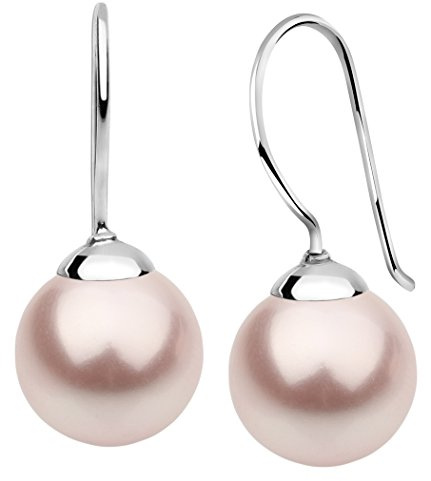 Nenalina Ohrringe Silber 925 Damen Ohrhänger mit Glas Perlen 10 mm Rosa