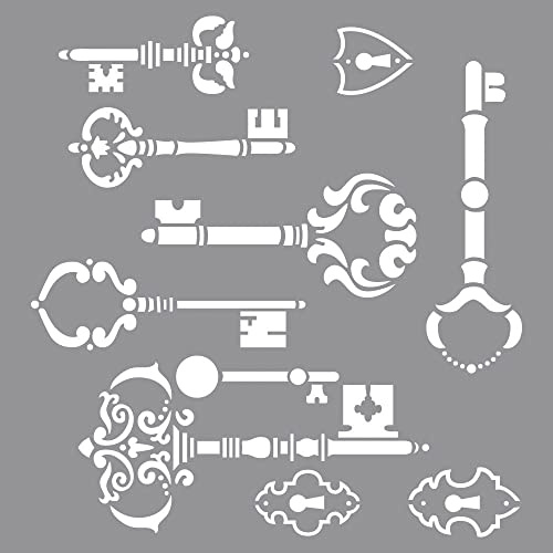 RAYHER HOBBY 38911000 stencil vintage nyckel, 30,5 x 30,5 cm, polyester, SB-Btl 1 styck