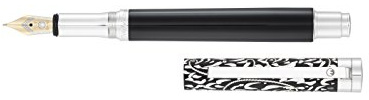 Waldmann 925er Sterling Silber Füllfederhalter XETRA VIENNA,schwarz,Handgravur,18Kt Goldfeder in M