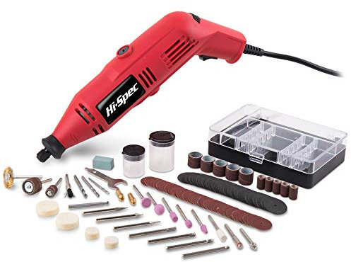 Hi-Spec 121pc 130W Corded Power Rotary Tool Kit – Multi Tool with Dremel Compatible Bit Accessories for Drill, Cut, Trim, Grind & Sand. DIY Repairs, Hobbies & Craft Projects