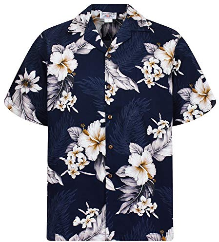 Pacific Legend Original Hawaiihemd, Kurzarm, Enzian, Dunkelblau, XXL