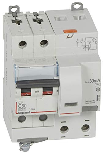 Legrand dx3 Interruptor automático diferencial de 50 A, curva C, 30 mA, 2 polos, tipo AC - Tornillo/tornillo - 6ka