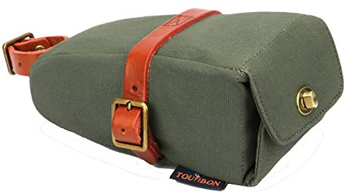 TOURBON Leinwand und Leder Strap Fahrrad Satteltasche Sitz Pack Tasche (Grün)