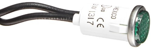 NSI-79740LW Round Indicator Light with Non Replacable Lamps, Press Fit, 0.5 Panel Cutout, 0.5 Mounting Hole Diameter, Green 0.09 Cyl Diamond Lens, Stainless Bezel