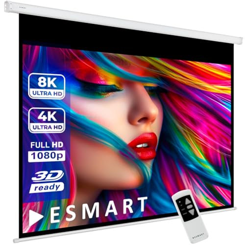 ESMART Professional MIMOTO Motor-Leinwand 240 cm Bild 203 x 152 cm (100) 4:3 | Programmierbare Fernbedienung | Heimkino elektrische Beamer Projektionsleinwand Motor Leinwand LCD LED TE
