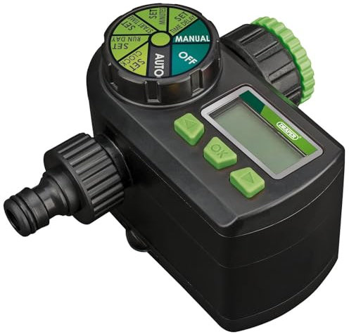 Draper 36750 Timer elettronico Acqua Valvola a Sfera, Colore: Nero