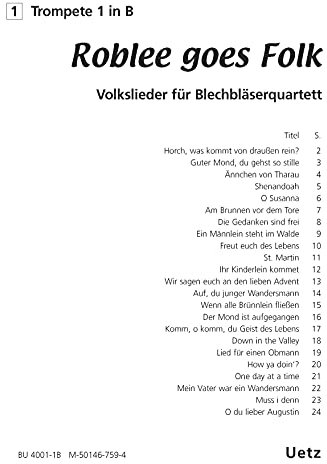 Roblee goes Folk. Volkslieder für 1. Trompete in B