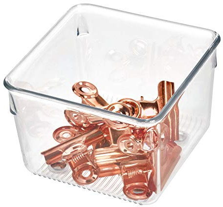 iDesign Linus Divisorio per cassetti, Piccolo organizzatore cassetti cucina per utensili in plastica, trasparente