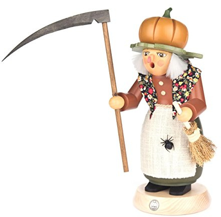 Räucherfrau Halloween-Hexe von DREGENO SEIFFEN 23cm – Original erzgebirgische Handarbeit, stimmungsvolle Weihnachts-Dekoration