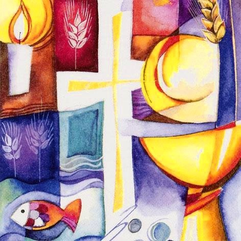 Servietten Kommunion II blau bunt, 33 x 33 cm, 20 Stück