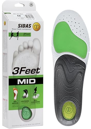 Sidas Solette 3Feet Activ' Mid, Corsa e Multisport, Per Arco Plantare Medio, Assorbimento degli urti, Per scarpe da uomo e donna