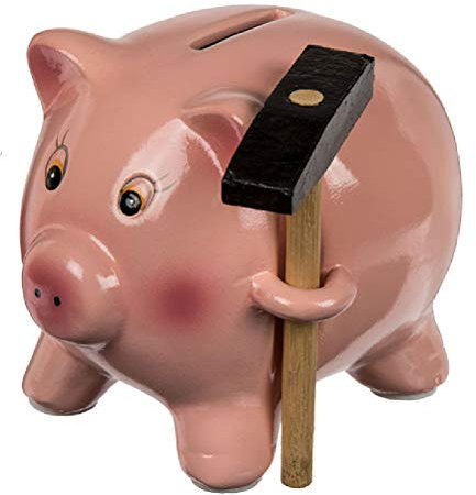 Out of the blue Sparschwein aus Keramik mit Hammer