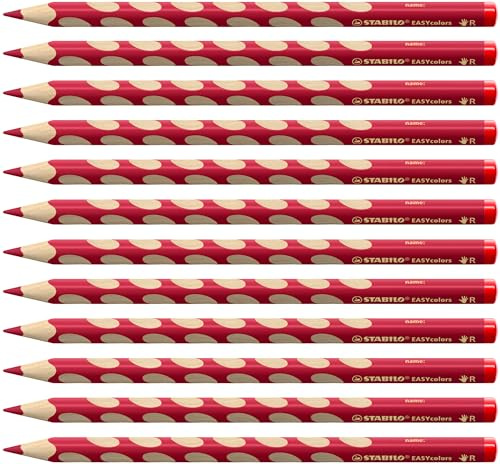 STABILO - Ergonomischer Buntstift für Rechtshänder - EASYcolors | 12er Pack, kirschrot