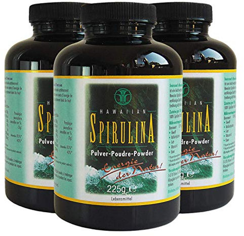 Ivarsson's Original Hawaiian Spirulina I 3x225g Pulver I Algen Pulver aus reinem und natürlichem Spirulina