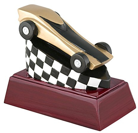 Decade Awards Racing Color Resin Trophy - 4 Inch Tall | Racing Car Award - Engraved Plate on Request