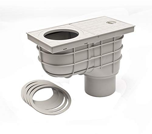 Senkrechter Regensinkkasten mit Gitter Ø 110 mm grau Rückstauklappe Rückstauverschluß (MKK325As) Geruchsklappe Regenrohrablauf Dachrinnenablauf Sieb