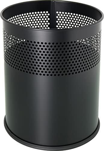 helit H2515795 - Papierkorb „the dot“ 15 Liter, schwarz mit Lochdekor, 1 Stück | Abfallbehälter mit dekorativem Lochmuster für Büro und Zuhause