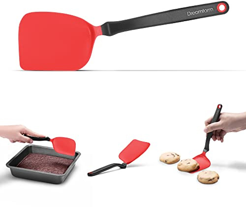 Dreamfarm Mini CHOPULA Nylon Pfannenwender | Rot | Flexibler Pfannenwender Kunststoff | Zum Wenden und zerteilen ihrer Pfannengerichte | Hitzebeständig bis 250°C | Spülmaschinenfest | BPA frei | Rot, BPA-frei, spülmaschinenfest, für Backformen und Brownie-Ecken, zum Wenden und Zerteilen