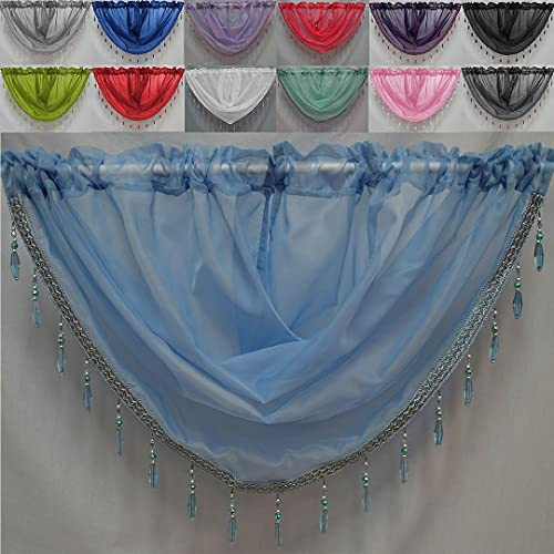 John Aird Crystal Beaded Voile Curtain Swag (Blue)