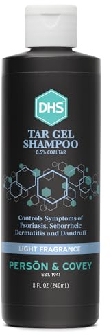 DHS Person & Covey T Gel Shampoo - Anti Dandruff, Mildly Scented Psoriasis Shampoo - 8 Fl. Oz. - Refined Coal Tar Gel Formula, Scalp Psoriasis, Deep Cleansing Rich Lather