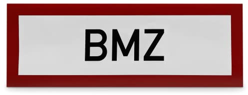 Betriebsausstattung24 Hinweisschild BMZ Aufkleber 42,0 x 14,8 cm | PVC-Folie, selbstklebend - Brandmeldezentrale - DIN 4066 (D1) - Hinweis für die Feuerwehr