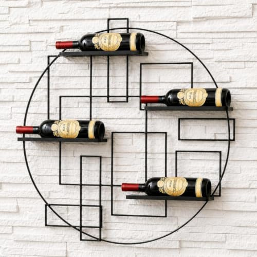 DanDiBo Weinregal Wand Hängend Metall Schwarz Weinflaschenhalter Bar Regal Weinhalter Pi4 Design Flaschenregal Wine Rack Weinständer