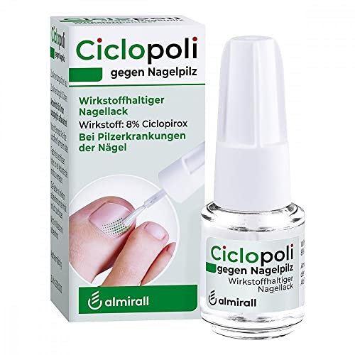 Ciclopoli gegen Nagelpilz, bei Pilzerkrankungen der Nägel, Anti-Pilz-Nagellack mit bewährtem Wirkstoff Ciclopirox und Tiefwirk-Effekt, nur 1x täglich auftragen, 6.6 ml