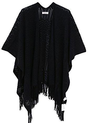 soul young Chale Femmes Tricot Gilet Poncho Pashmina Cape Grande Soiree(Taille unique,Noir)