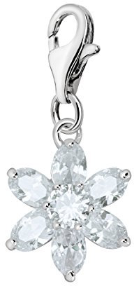 Quiges Charms Anhänger Blumchen Zirkonia Versilbert Damen Schmuck für Bettelarmband