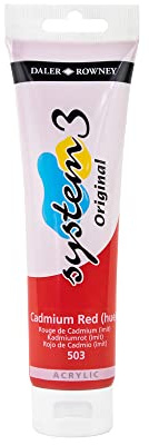 Daler Rowney – Paquete de papel ingres (150 ml) sistema 3 arcyclic – Tubo de acuarela, color rojo de cadmio Hue