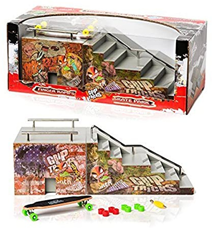 Grip & Tricks - RAMPE FÜR FINGER SKATE - FUNBOX & STAIRS - Fingerboard - Cruiser Board - Mass : 28 X 12 X 10 cm
