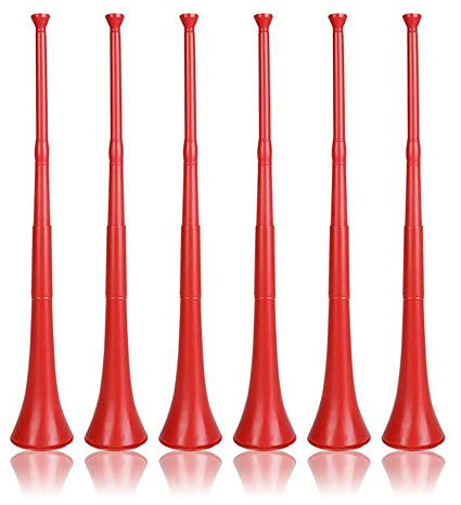 Vuvuzela - South African Style Collapsible Horn, Red (Pack of 6)