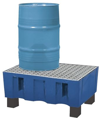 kaiserkraft | PE-Auffangwanne für 60-Liter-Fässer | Auffangvolumen 60 l | mit vier Füßen | mit verzinktem Gitterrost