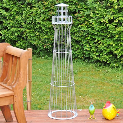 VOSS.garden Leuchtturm 1,35m hoch verzinkt, Gabione, Garten-Dekoration, Metalldeko