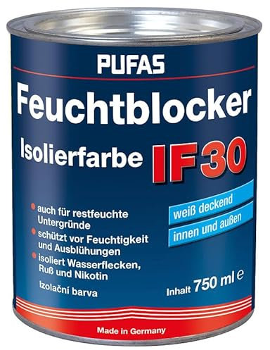 Pufas Isolierfarbe - Schutz vor Ausblühung und Feuchtigkeit zementhaltig weiß 750ml