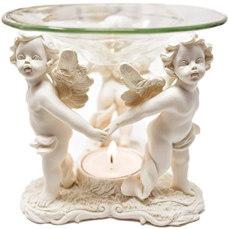 Out of the blue Brucia-essenze in poliresina con Ciotola di Vetro, Tre Angeli in Piedi