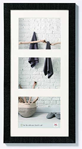 walther design Marco de Fotos Negro 3X 15x20 cm galería con passepartout, Marco de Madera Home HO352B