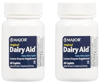 MAJOR Original Dairy Aid - Lactase Enzyme Supplement - 60 Caplets (2 Pack)