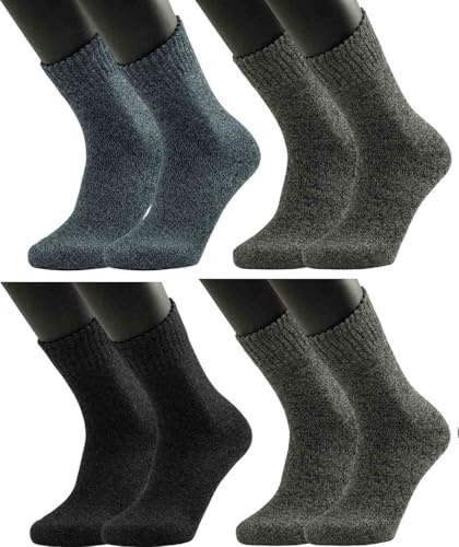 Vitasox Thermo Wintersocken 4 Paar – Warme Baumwollsocken für Damen & Herren, ohne Gummidruck, extra weiche Strümpfe mit Softrand, Kuschelige Socken für kalte Wintertage