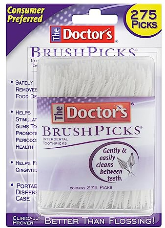 The Doctor's BrushPicks, Interdental Brushes and Dental Picks, Gently Removes Food Debris from Braces & Dental Work, 275 Count, Pack of 12