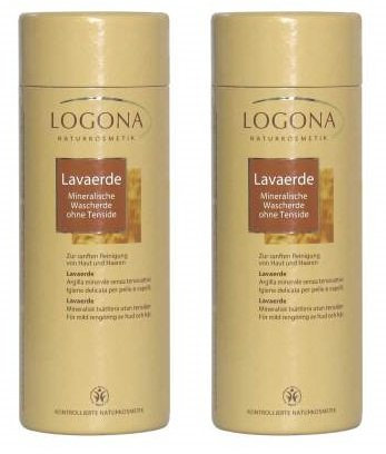LOGONA Lot de 2 poudres de lave 1 kg pour un nettoyage en douceur de la peau et des cheveux