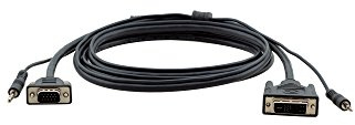 Kramer Câble DVI-I (M) à 15 Broches HD (M) avec câble Audio Externe 3,5 mm (C-MDMA/MGMA-6) Electronics 1.8M, DVI-I/3.5MM - VGA/3.5MM, DVI-I/3.5MM, VGA/3.5MM, VGA/3.5MM, 1.8M, Noir