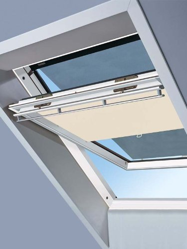 Original VELUX Hitzeschutz-Set Nacht Verdunkelungsrollo + Markise DOP CK02 1085 / Beige passgenau für GGL GPL GHL GTL CK02 mit Aluminium Führungsschienen // DOP CK02 1085S