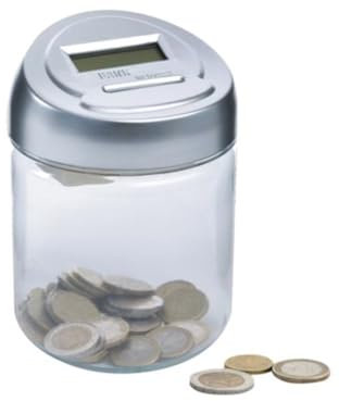 Perel Spardose, digital, Zähler, LCD-Anzeige, 150 x 100 mm, Grau